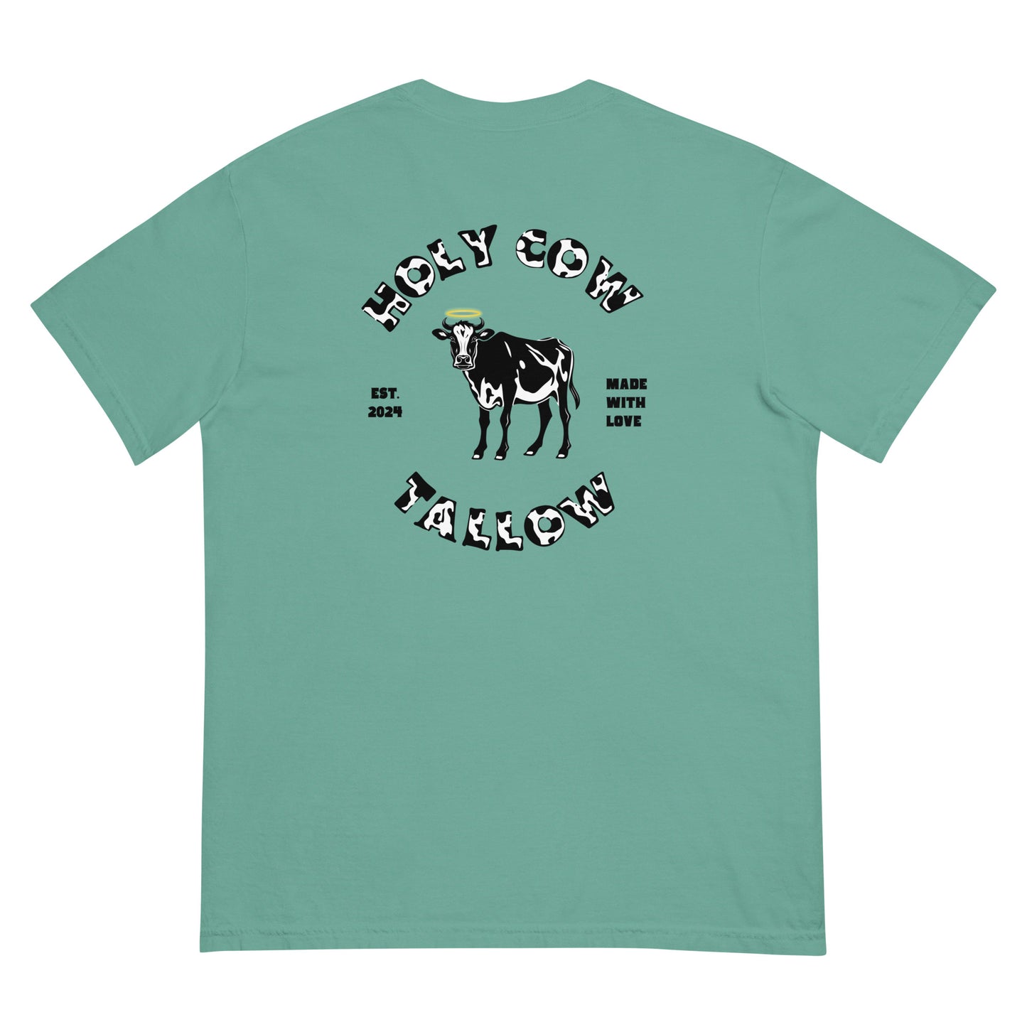 Holy Cow T-Shirt, Green T-Shirt, Cow Themed T Shirt, Cotton T-Shirt